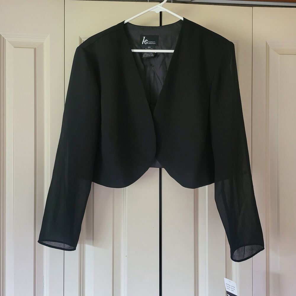 Brand New Vintage KS Collection Cropped Bolero Jacket Long Sleeve 18W Black